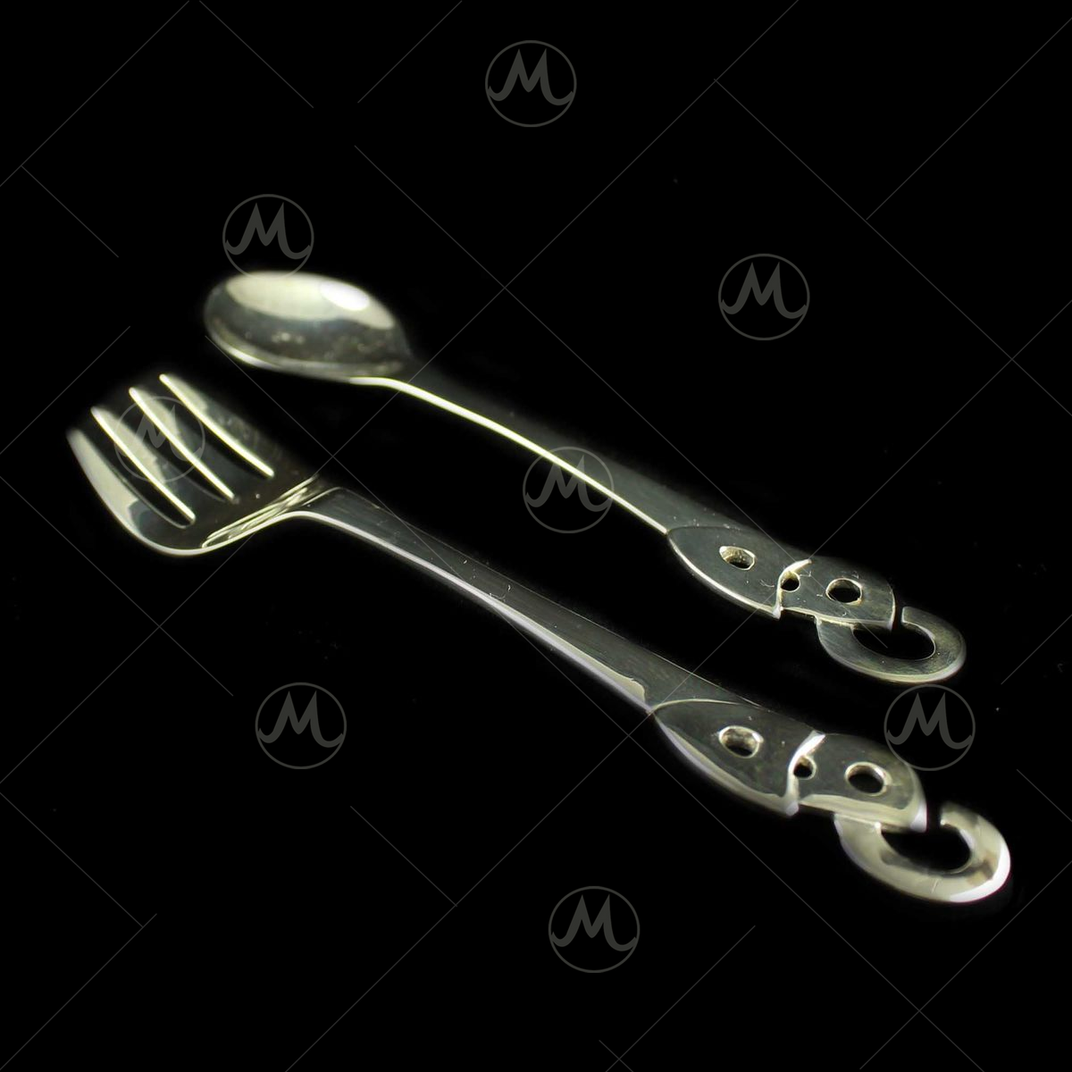 Teddy Silver Plate Classic Spoon Fork Set by Krysaliis