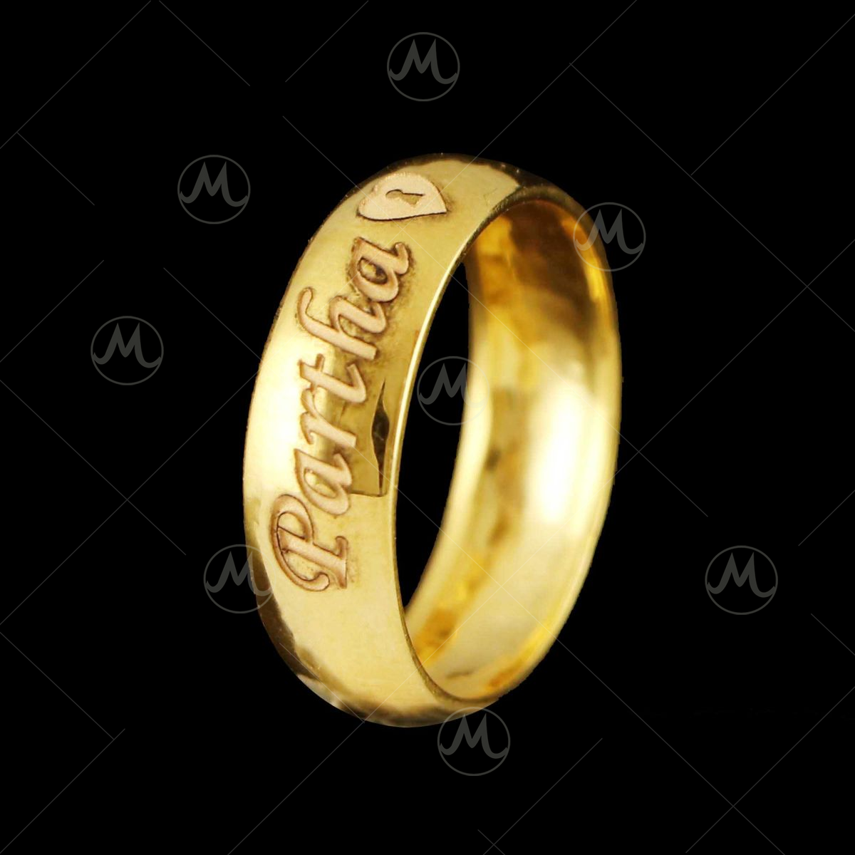 Lovely Heart Name Engraved Gold Couple Rings Engagement Ring 925 Sterling  Silver Handmade - Etsy