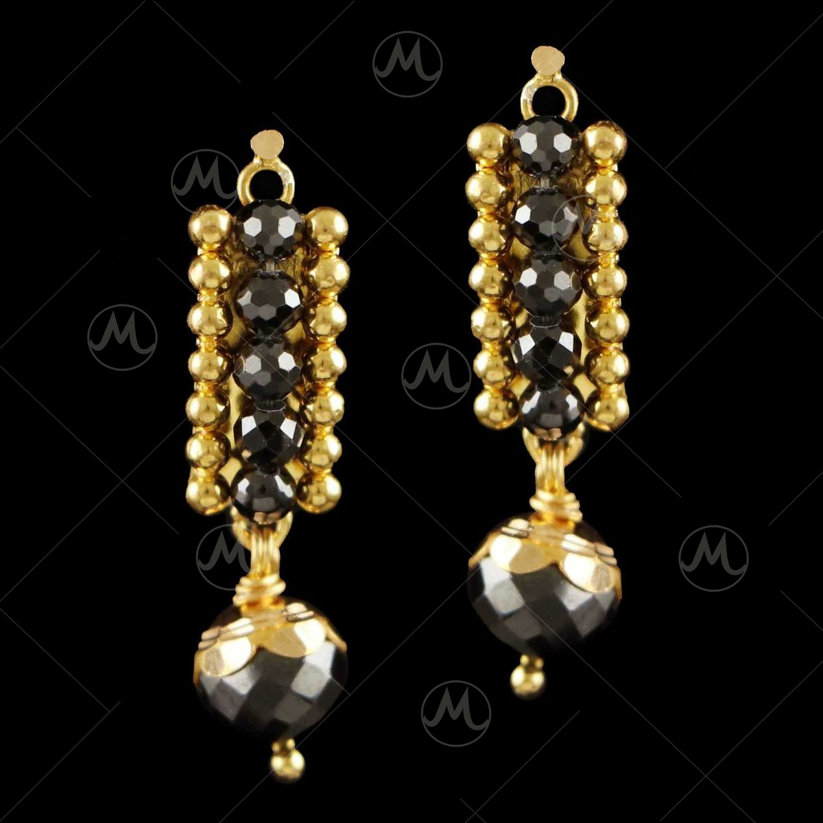 Buy New Collection Black Beads Earrings Gold Design Jhumki Buy Online