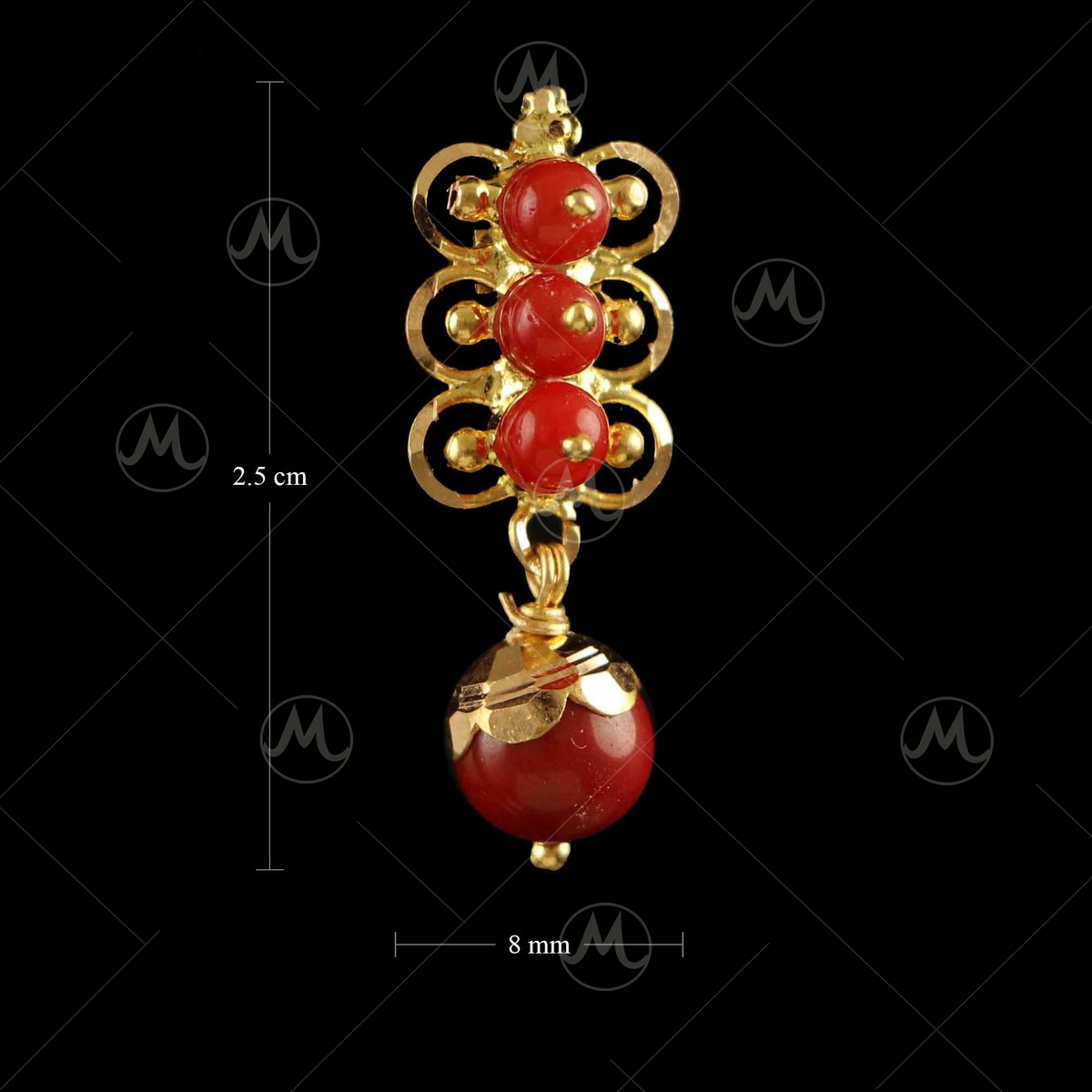 MAHIMAFASIONS Gold plated red avala j stud