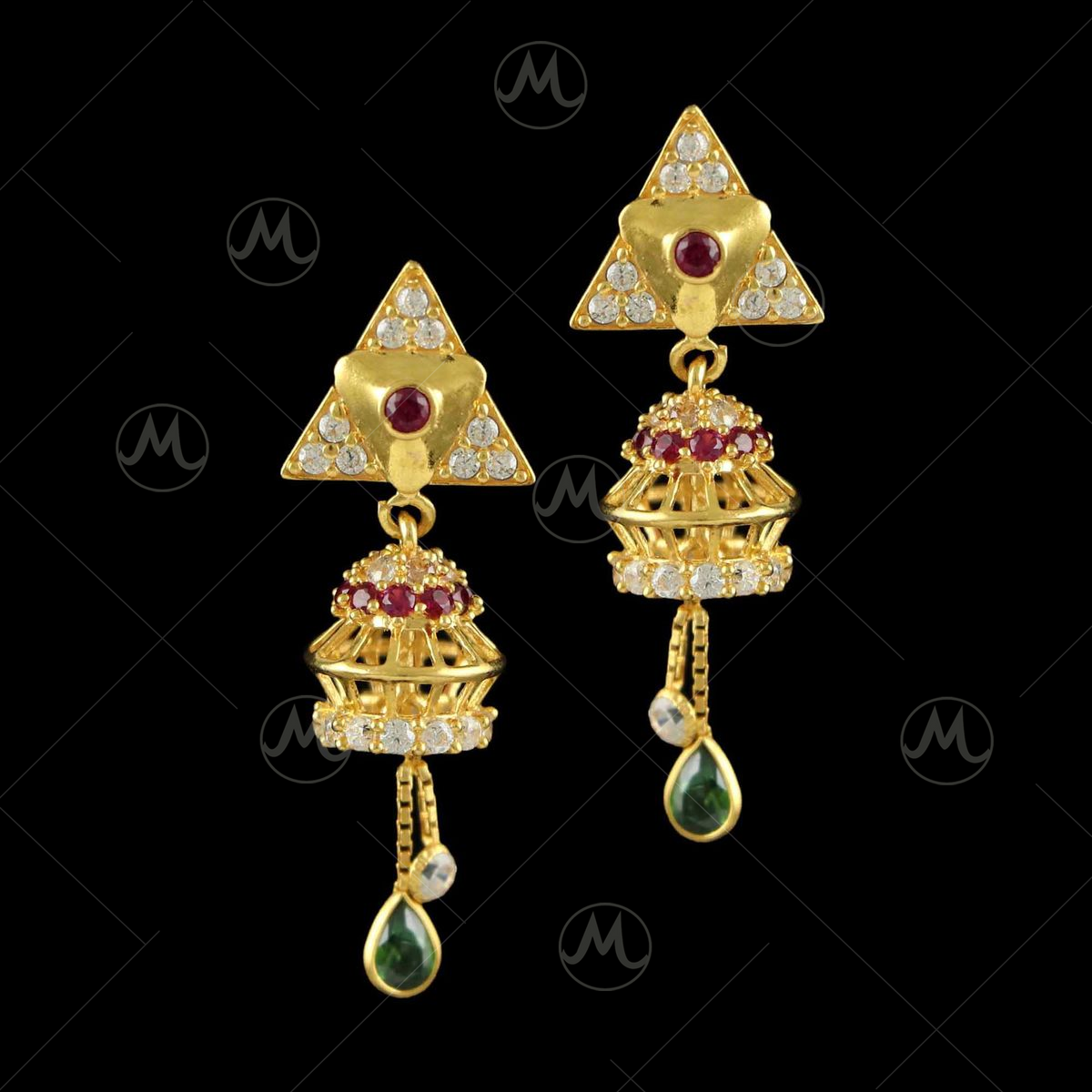 Buy One Gram Gold Jhumkas Design Full White Stone Jimiki Kammal Online