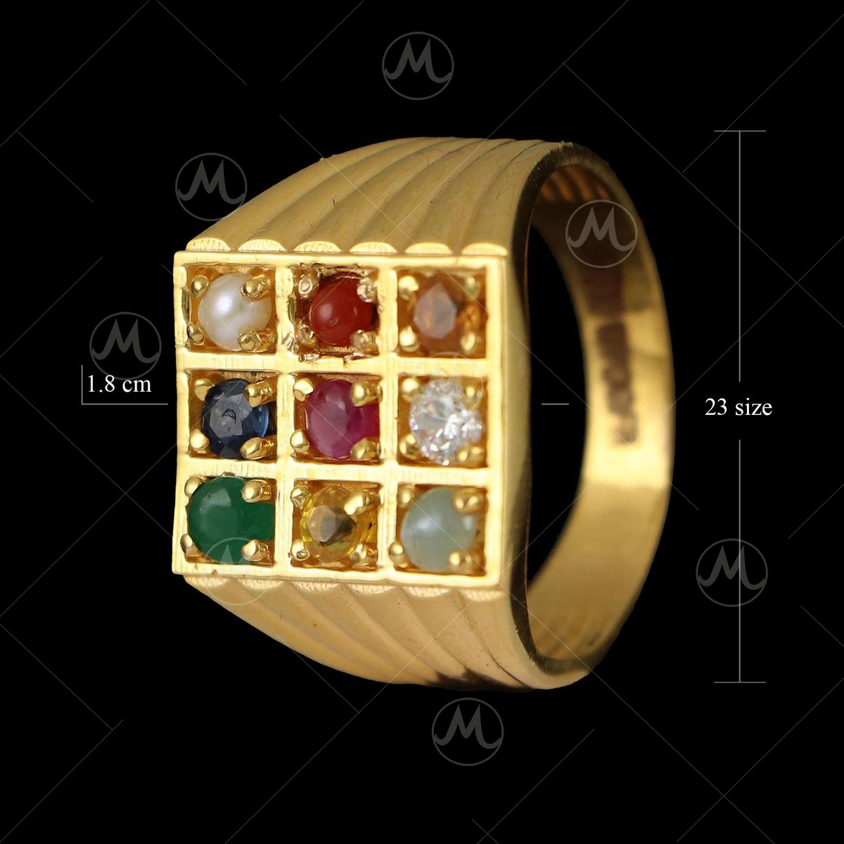 Buy Latest Five Metal Navaratna Gold Ring Design Gold Plated Rasikal  Mothiram Online