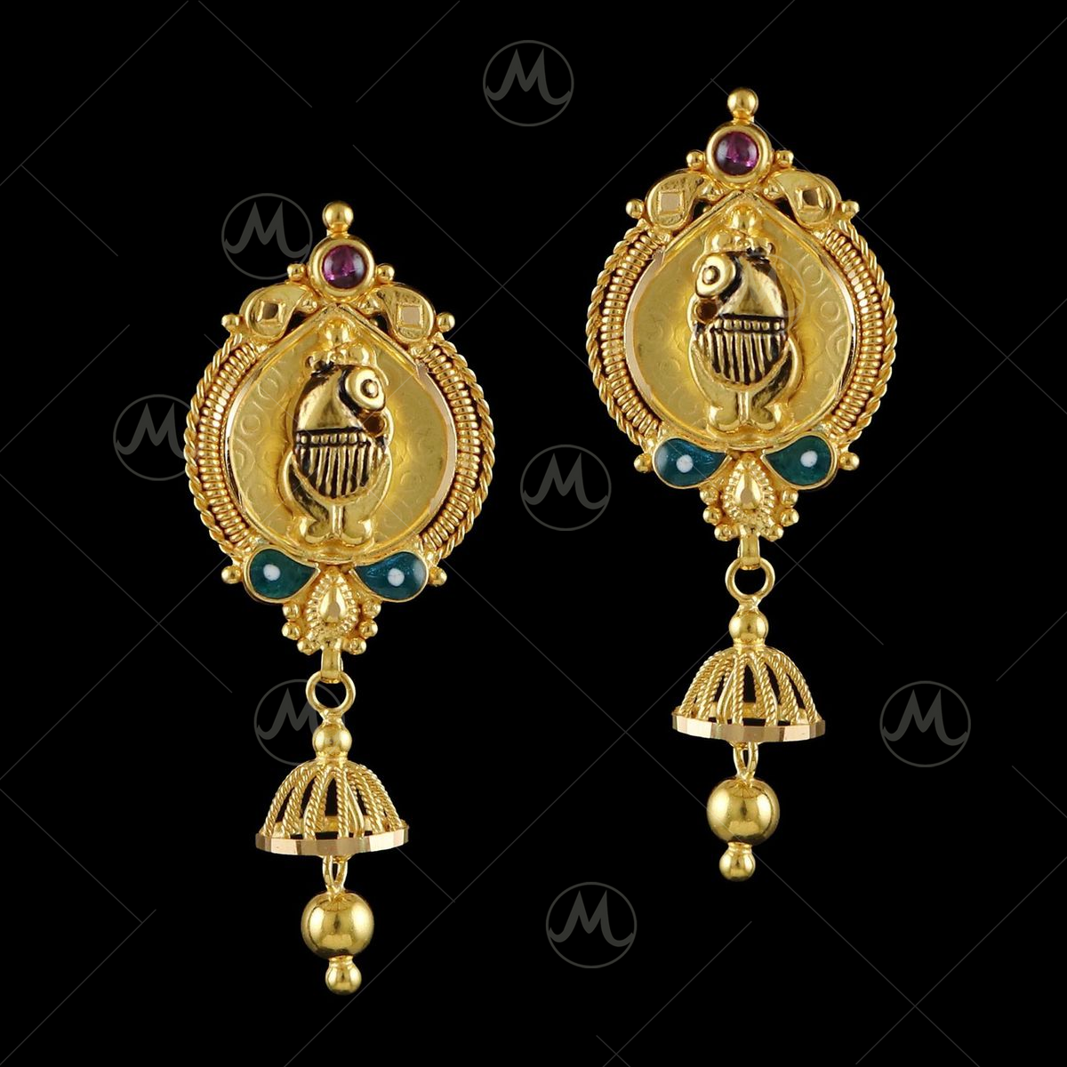 Jhumki Earrings|Lakshmi Stone Jimikki|Bridal Jhumkas|Temple Jewellery